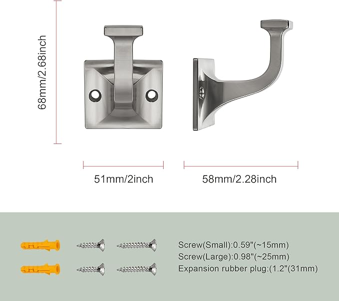 SAILING 3 Pack Coat Hooks - Brushed Nickel Robe Hooks Decorative Wall Hooks for Bathroom Bedroom Kitchen Towel Robe Clothes Cabinet Closet Bathroom Hardware