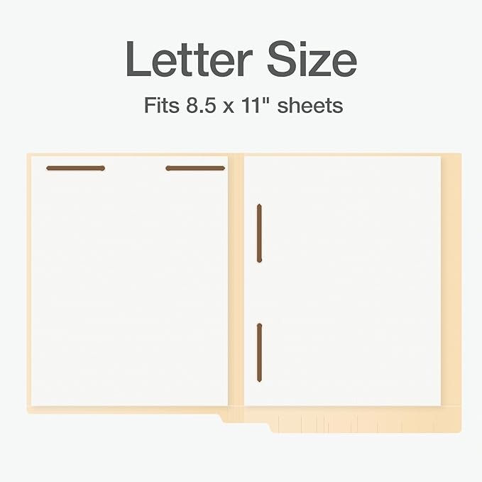 Pendaflex End Tab Fastener File Folder, Manila Folders with Two 2" Bonded Prong Fasteners, Reinforced Straight Cut Tabs, 50 Per Box (44710)