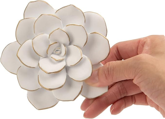 Guichifun Flower Wall Decor 3D Resin Succulent plants - Wall Hanging Decor Art Decor for Home Bedroom Living Room White Christmas Gift 3.25 X 4 X 1.25 Inch