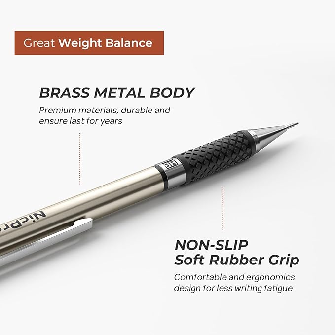Nicpro 0.5 mm Mechanical Pencil Set, 3PCS HD1000 Art Mechanical Pencils 0.5 With 6 Tube HB Lead Refills, Eraser, Weatherproof Barrel Lead Pencil for Outdoor Writing Drafting Drawing Sketching
