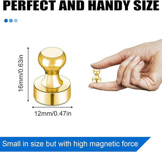 LOVIMAG 40 PCS Fridge Magnets, Gold Metal Push Pin Magnets, Strong Neodymium, Ideal for Adults, Kitchen, Office, School