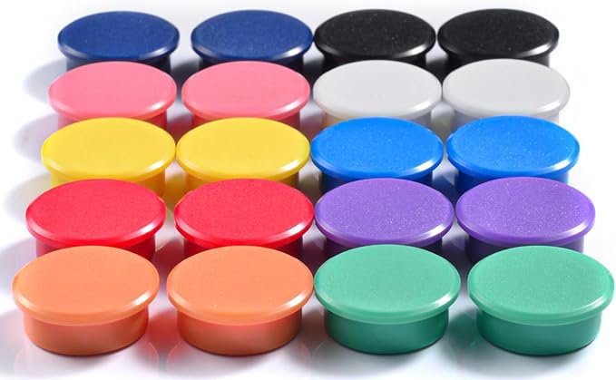 DARUITE Fridge Magnets - Strong Mini Magnets for Fridge, Locker, Whiteboard, Kitchen, Office (20Pcs, 10 Colors)
