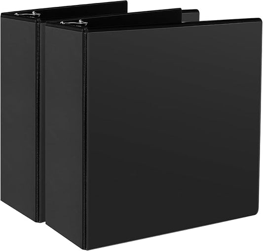 3" 3 Ring Binder, Standard 3-Inch Slant-D Ring Binder Fit Letter Size Paper, Presentation View Binders, 2 Packs, Black