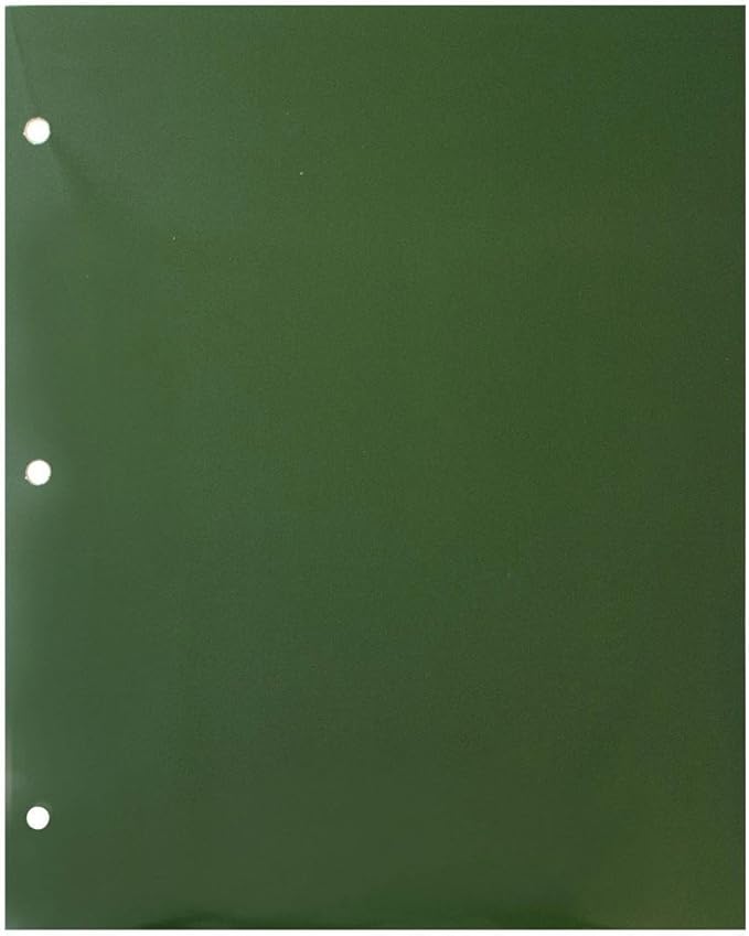 JAM PAPER Laminated Two Pocket Glossy 3 Hole Punch School Folders - Letter Size - High Gloss Green - Bulk 50/Box
