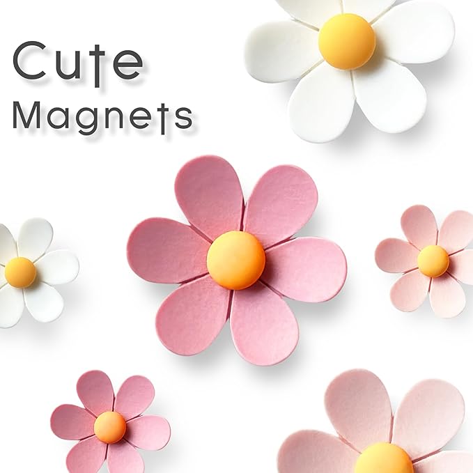 18 pcs - Cute Flower Magnet, Girl Pink Magnet for Fridge and Locker, Whiteboard, and Decoration（18 pcs - Flower-Pink