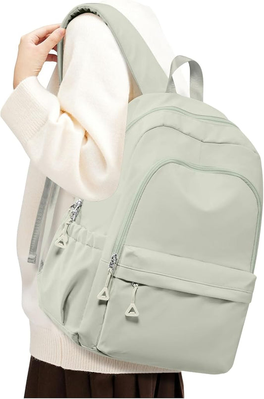BJLFS Small Light Green Backpack for Women, Waterproof Backpack for Men, Lightweight Travel Back Pack Casual Daypack Rucksack