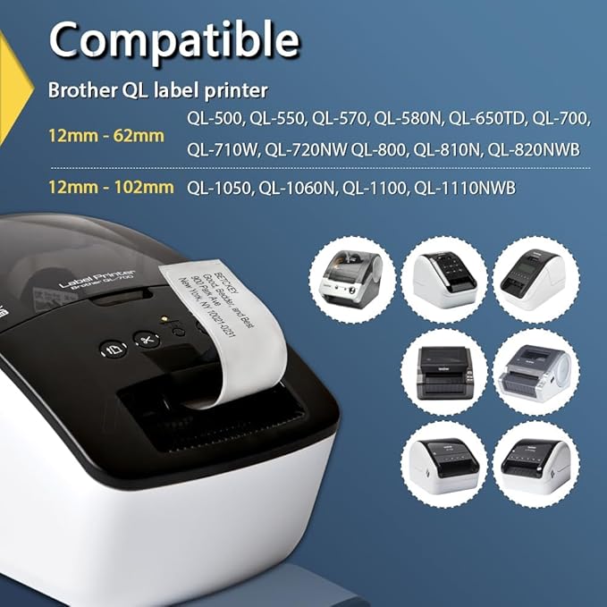 BETCKEY - Compatible Shipping Labels Replacement for Brother DK-1202 (2.4 in x 3.9 in), Use with Brother QL Label Printers [10 Rolls/3000 Labels]