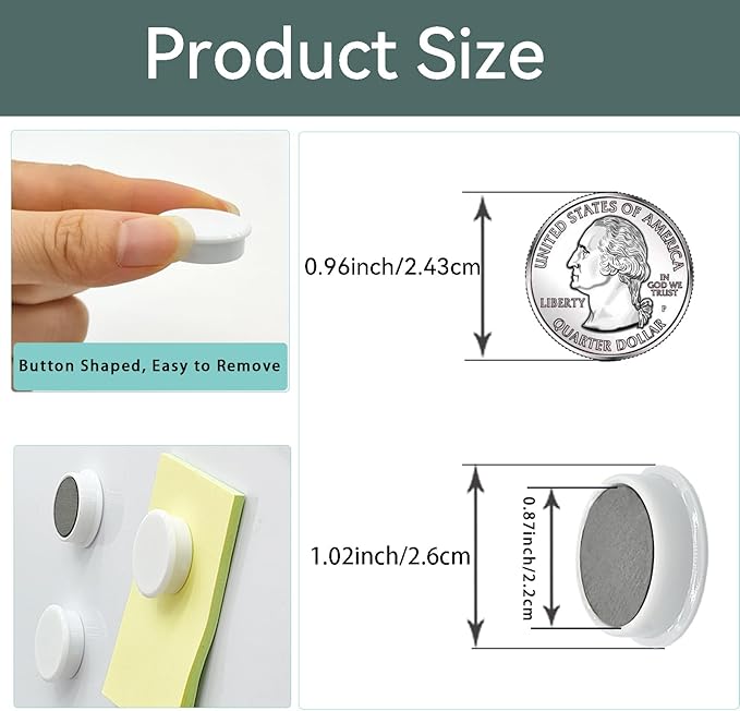 Cute & Whimsical Refrigerator Magnets, 10 Pack, Round, Plastic, Strong Suction, Colors