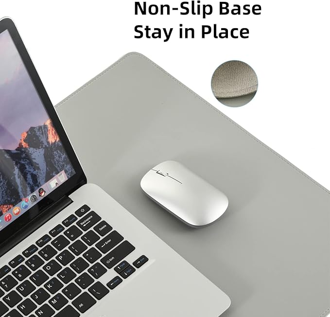 PU Leather Desk Pad Blotter,Light Grey Waterproof Office Desktop Mat,36x17in Non-Slip Large Mouse Pad/Writing Protector/Desk Accessories