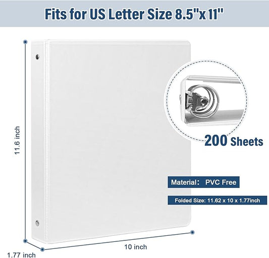 1-Inch 3-Ring-Binder with Pockets, 1'' Basic Binders 1-inch View Round Binders Holds 200 Sheets US Letter Size 8.5'' x 11'' - Bundle Packs Perfect for Home, Office, and School (1-inch)