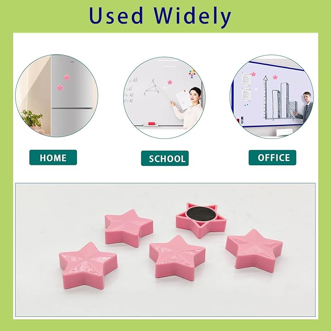 Fridge Magnets - 30 Pcs Refrigerator Magnets Strong Small Whiteboard Magnet, Heavy Duty Mini Magnets for Kitchen, Locker, Office, Classroom & Office Use - Decorative Cute Magnet (Star, Pink)