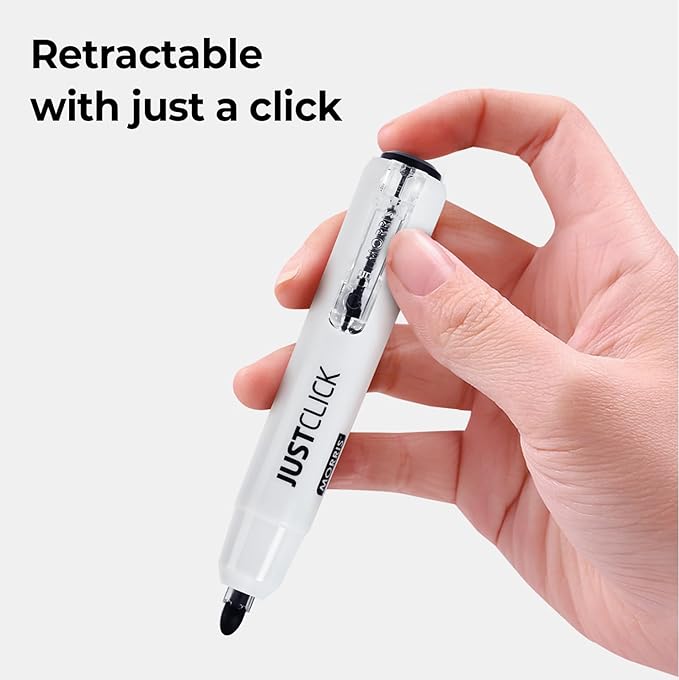 carrotez Retractable Dry Erase Markers, Click Dry Erase Whiteboard Markers, Bullet Tip, Thick Barrel, 12 Count, Black