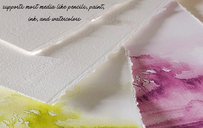 Handmade White Deckle Edge Blank Paper - 5x7 Inch Package of 50 - Mixed Media Loose Leaf Paper for Postcards, Invitations, Crafts and Announcements - Thick 150 GSM