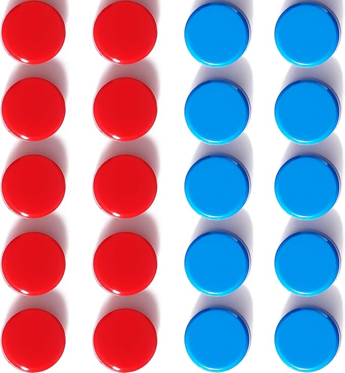 20PCS Fridge Magnets - Small Strong Refrigerator Magnets, Heavy Duty Magnets for Whiteboard, Decorative Cute Mini Round Magnet for Office, Kitchen, School, Classroom, Locker, Crafts (Red +Blue)