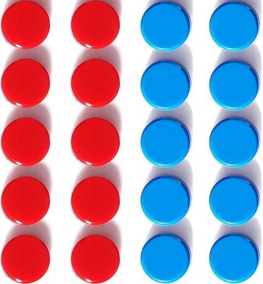20PCS Fridge Magnets - Small Strong Refrigerator Magnets, Heavy Duty Magnets for Whiteboard, Decorative Cute Mini Round Magnet for Office, Kitchen, School, Classroom, Locker, Crafts (Red +Blue)