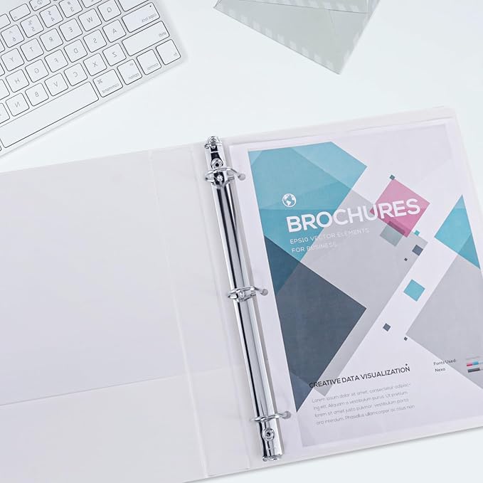 3 Ring Binder 1-1/2 Inch, ViVin Sturdy 1.5"-Slant D Ring Binder with 2 Interior Pockets, Clear View Cover, PVC-Free, Fits 350 Sheets of US Letter Size Paper (6 Pack, White)