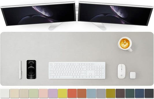 Large Desk Mat - 47.2"x 17" Non-Slip PU Desk Pad for Office and Home - Ideal for Large Mouse Pad and Desk Mats on Top of Desks(Silver)