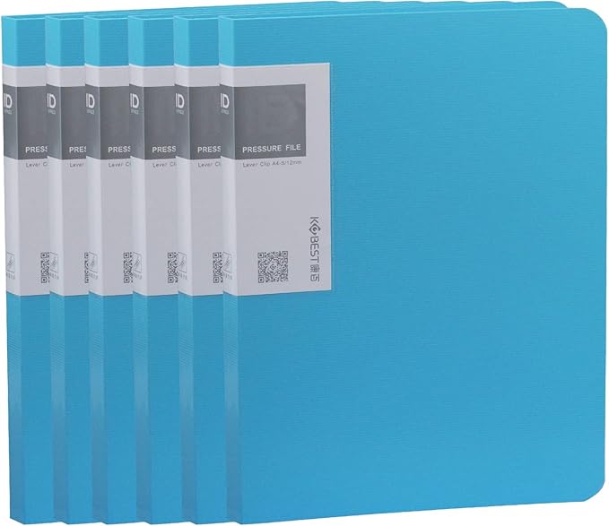Acocony Punchless Binder with Clamp Letter Size Punchless Clamp Binder 8.5 x 11 Report Covers Plastic Watery Blue Pack of 6