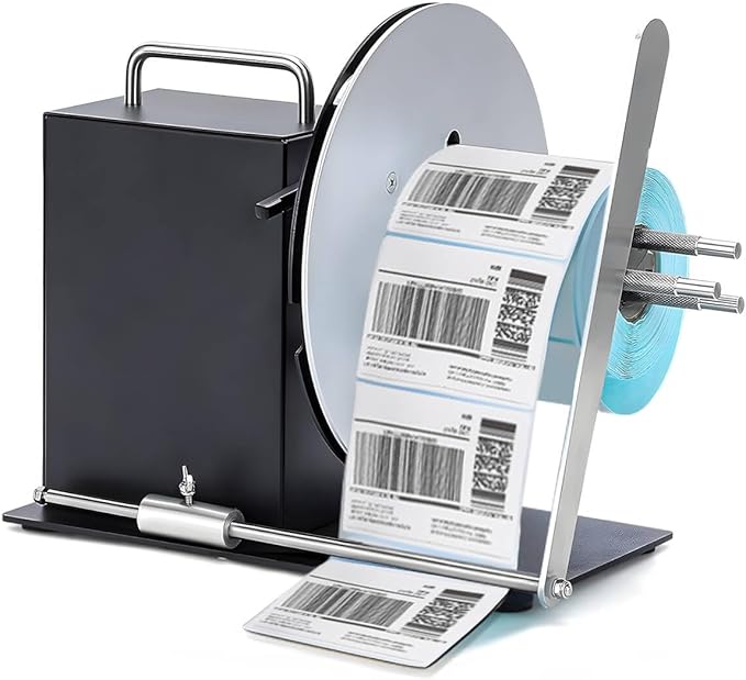 Automatic Label Rewinder Speed-Adjustable Label Rewinding Machine, Synchronized with Printer, Adjustable Core Holder 1"- 3", Label Width 120mm/4.72 inch,Roll Diameter 185mm/7.28"