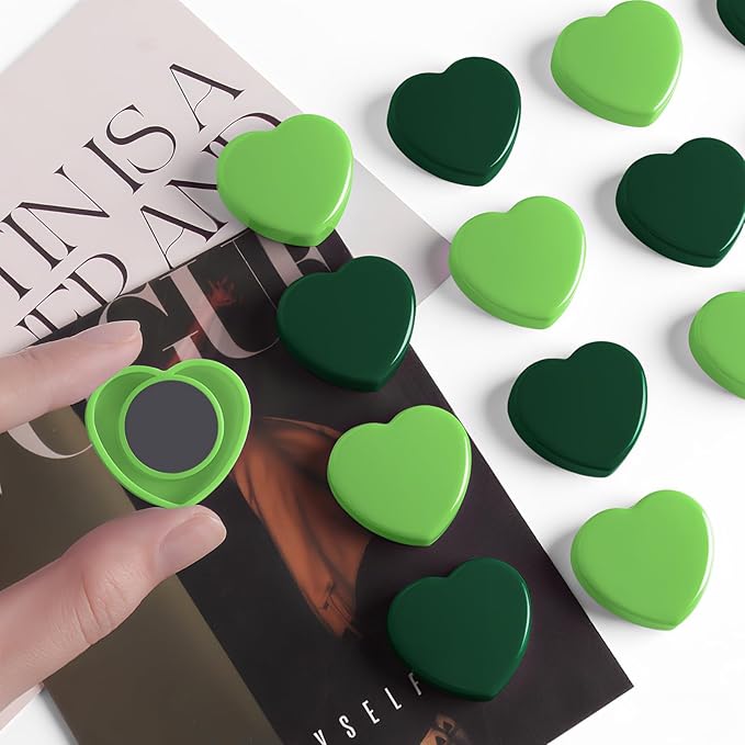 20PCS Fridge Magnets - Heavy Duty Refrigerator Magnets, Cute Small Strong Magnets for Whiteboard, Lockers & Kitchen - Mini Decorative Heart Magnet for Home, School Office Crafts Locker (Green)