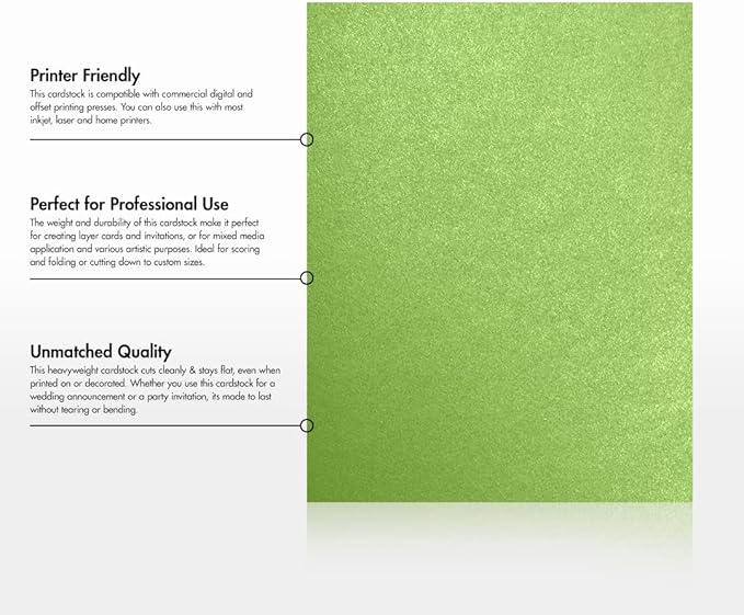 LUXPaper 8.5" x 11" Cardstock | Letter Size | Fairway Metallic | 105lb. Cover (192lb. Text) | 50 Qty
