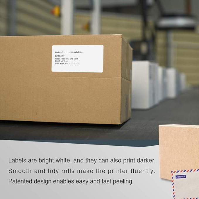BETCKEY - Compatible DYMO 30323 (2-1/8" x 4") Shipping/Name Badge Labels, Perforated, Compatible with DYMO 450, 4XL, NOT Fit 550 & 5XL [2 Rolls/480 Labels]