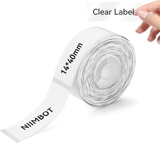 NIIMBOT Label Maker Tape for D11/D110/D101 Label Maker, 14 x 40 mm (0.55'' x 1.57'') for Home Office Labeling Tape Replacement, Clear