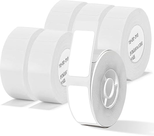 Label Maker Tape - 6 Rolls(1260 Pieces) Compatible for D11/D110/D101 Printer Paper Stickers Waterproof Standard Laminated Tear-Resistant Office Home Name File Folder Clothes (0.59x 1.18 Inch, White)