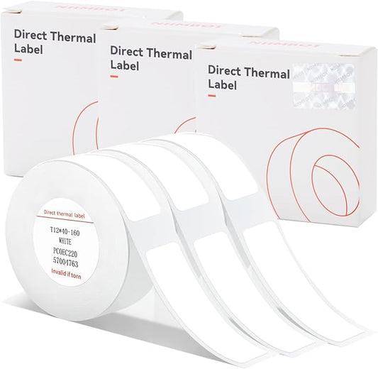 Label Maker Tape Compatible for NIIMBOT D11 D110 D101, Adapted Label Print Paper, Thermal Sticker Paper 0.47" x 1.57" Waterproof Self-Adhesive Labeling Tape(3 Rolls, White)