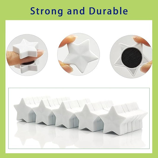 Fridge Magnets - 30 Pcs Refrigerator Magnets Strong Small Whiteboard Magnet, Heavy Duty Mini Magnets for Kitchen, Locker, Office, Classroom & Office Use - Decorative Cute Magnet (Star, White)