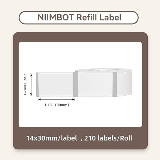 NIIMBOT D11 Label Maker Tape D110 Labels 3Rolls, Self-Adhesive Labeling Tape Replacement 0.55" X 1.18" (14 X 30mm) Clear Label Refills for Home Office, 630 Labels/3Rolls, Clear