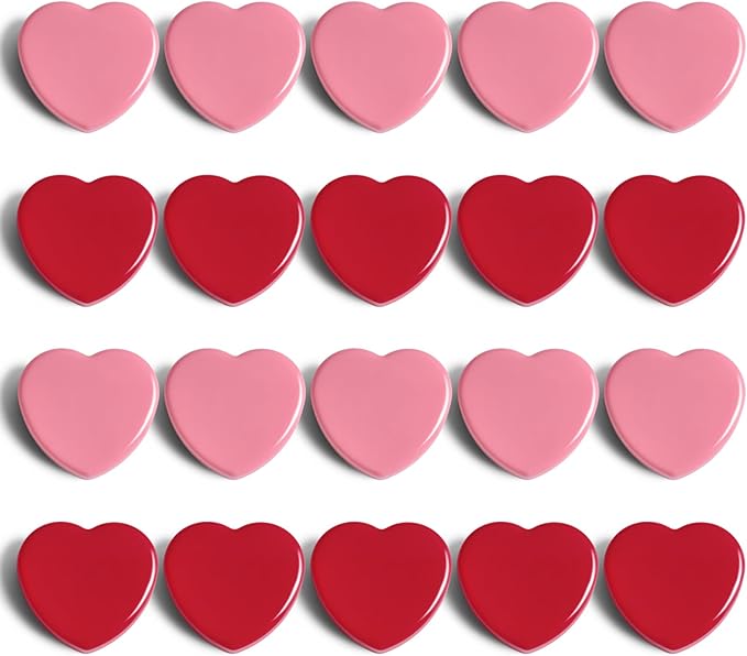 ZDZBLX 20PCS Heart Fridge Magnets - Cute Mini Strong Magnets for Whiteboard & School Lockers - Decorative Refrigerator Magnets - Heavy Duty Small Magnet for Kitchen, Home, Office, Crafts (Pink +Red)