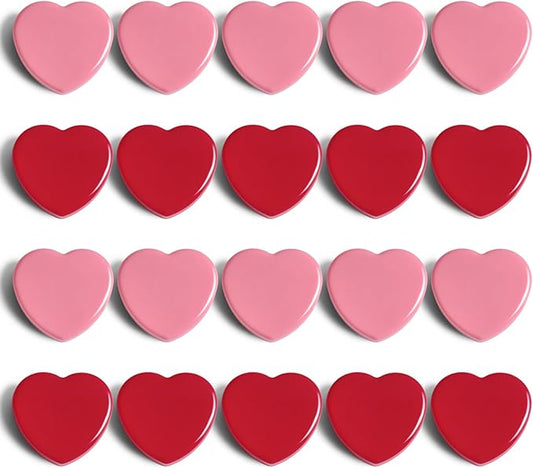 ZDZBLX 20PCS Heart Fridge Magnets - Cute Mini Strong Magnets for Whiteboard & School Lockers - Decorative Refrigerator Magnets - Heavy Duty Small Magnet for Kitchen, Home, Office, Crafts (Pink +Red)