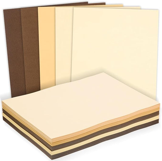 MixTeach 240 Sheets Assorted Brown Cardstock Paper 8.5 x 11" Medium Thick Card Stock 180gsm/65lb Printable Kraft Paper for Boho Themed Scrapbooking, Card Making, Invitations, DIY Art Craft Supplies