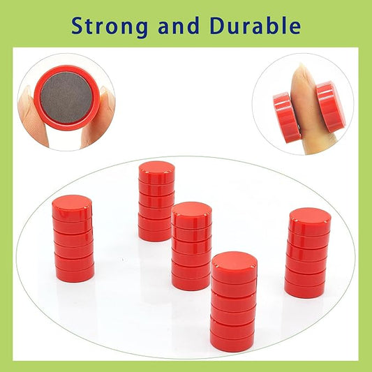 Fridge Magnets, 30 Pcs Strong Refrigerator Magnets, Heavy Duty Round Small Magnets for Whiteboard Fridge Locker Craft, Decorative Cute Mini Magnet for School Classroom Office Kitchen Home (Red)