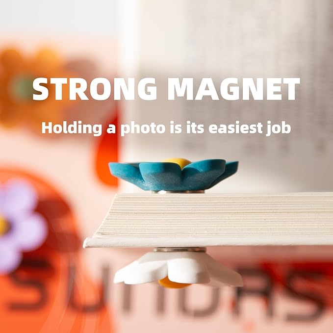 Extra Large 3D Flower Cute Fridge Magnets for Locker, Colorful Strong Decorative Funny Refrigerator Magnets for Whiteboard, Kitchen, and Office (Extra Large & 12 Colors)
