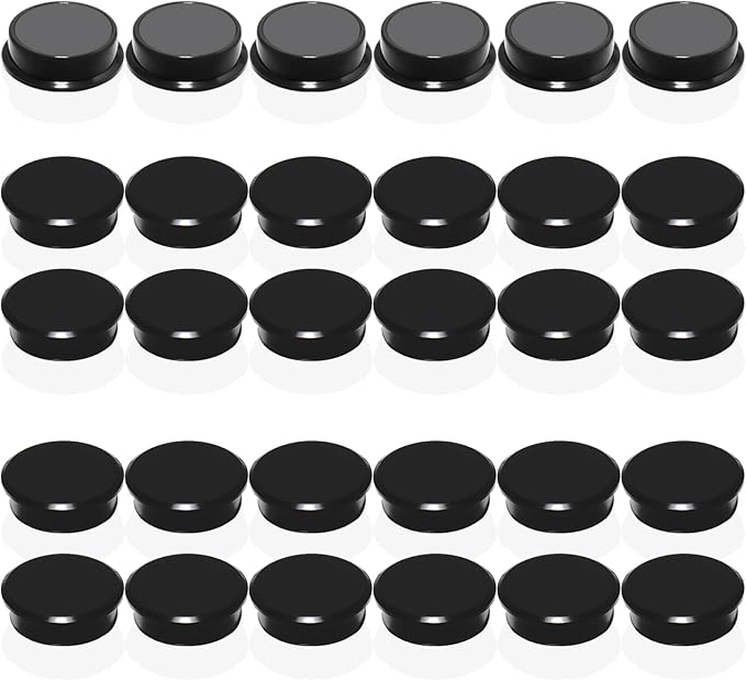 Fridge Magnets - 30 PCS Refrigerator Magnets, Small Magnets for Whiteboard, Round Strong Heavy Duty Magnet Cute Mini Whiteboard Magnet for Fridge Locker Classroom Office (Black)