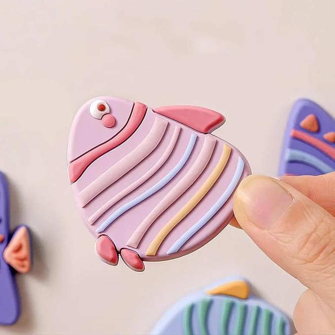 Cute Fishes Fridge Magnet Set - 4 Cute Colorful Fish Refrigerator Magnets to Add Fun to Your Home Appliances and Notes