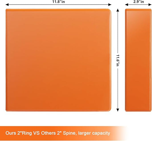 COMIX Sturdy 3 Ring Binder 2 inch with Clear View Cover, 2" Slant-D Ring View Binder Holds 500 Sheets of US Letter Size Paper, 6 Pack (Orange)