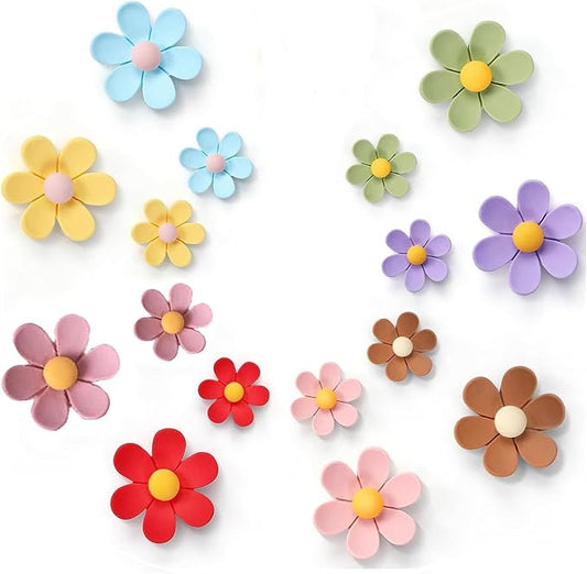 3D Flower Fridge Magnets Cute Flower Magnets for Fridge Whiteboard Office Locker Colorful Kitchen Decor Post Outdoor Publicity Posters 16PCS (8Large+8 Medium) 8 Colors