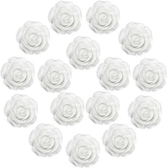 15 pcs - Cute Flower Magnet, White Rose Magnet for Fridge and Locker, Whiteboard and Decorative(15 pcs - Rose - White)