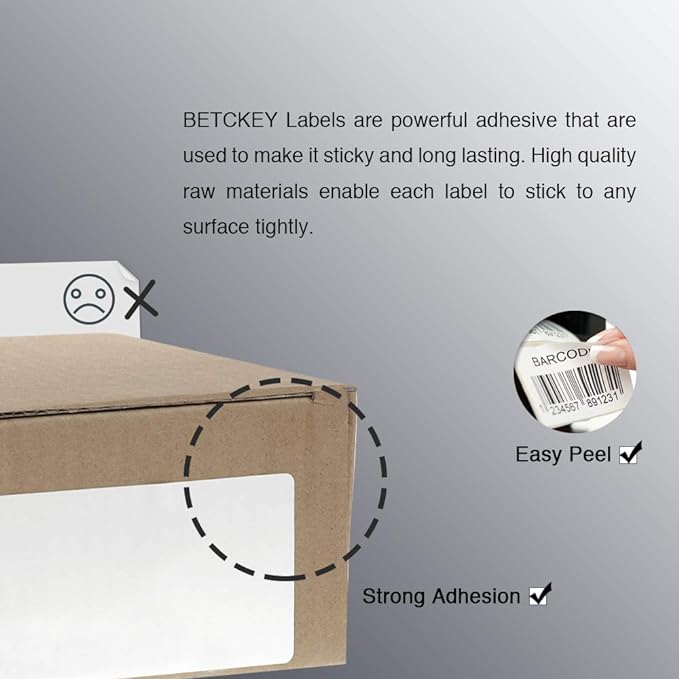 BETCKEY - 2" x 1" (51 mm x 25 mm) UPC Barcode & Address Labels Compatible with Zebra & Rollo Label Printer,Premium Adhesive & Perforated [1 Rolls, 1300 Labels]