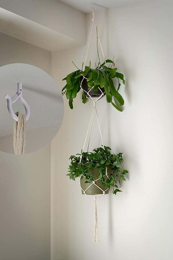 PlusRoc 20 Pack Ceiling Hooks for Hanging Plants, Planters, Outdoor String Lights, 2.2 Inch White Q-Hanger Cup Hook Screw in Ceiling Hooks Eye Hook, Wall Ceiling Fence Mount