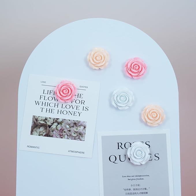 15 pcs - Cute Flower Magnets - Pink Rose Magnets for Office Whiteboard, Locker & Decoration(15 pcs - Rose - Pink)