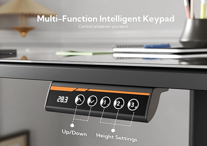 Claiks Electric Glass Standing Desk, 35x20 Inch Adjustable Height Stand Up Desks Quick Install for Computer, Black