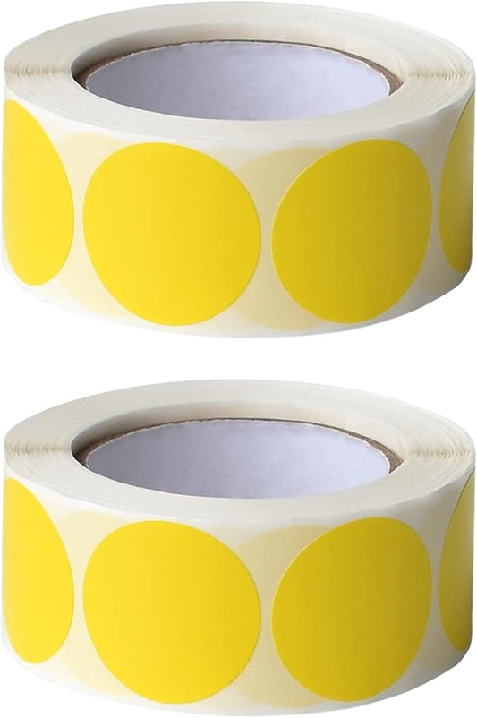 1000 Pieces 1 Inch Round Color Coding Labels Writable Circle Dot Labels Self Adhesive Color Round Stickers for Inventory Home Organize, File Classification(2 Rolls, Yellow)
