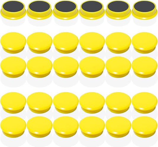 Cute and Whimsical Fridge Magnets, 30 Pack, Round, Plastic, Strong, Yellow