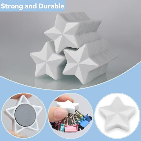 ZDZBLX 10 Pack White Fridge Magnets, Strong Refrigerator Magnets, Small Heavy Duty Magnets for Whiteboard, Cute Decorative Star Mini Magnet for Fridge, Office, Kitchen, Classroom, Home, Locker, Craft