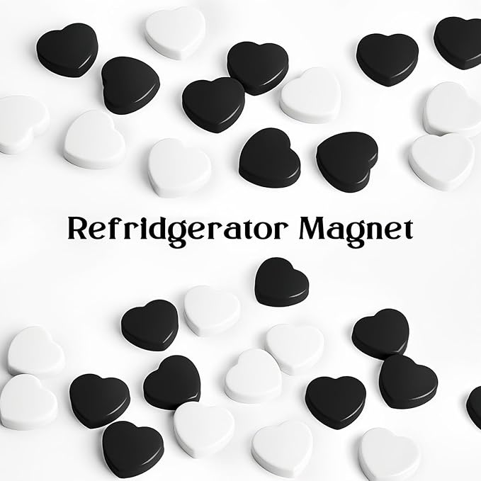 ZDZBLX 40PCS Heart Fridge Magnets - Cute Mini Strong Magnets for Whiteboard & School Lockers - Decorative Refrigerator Magnets - Heavy Duty Small Magnet for Kitchen, Home, Office, Crafts (Black+White)