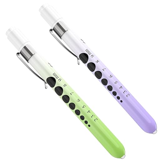 CAVN Pen Light, Penlight with Pupil Gauge LED Penlight for Nurses Doctors, 2 Pcs Reusable Medical Pen for Nursing Students